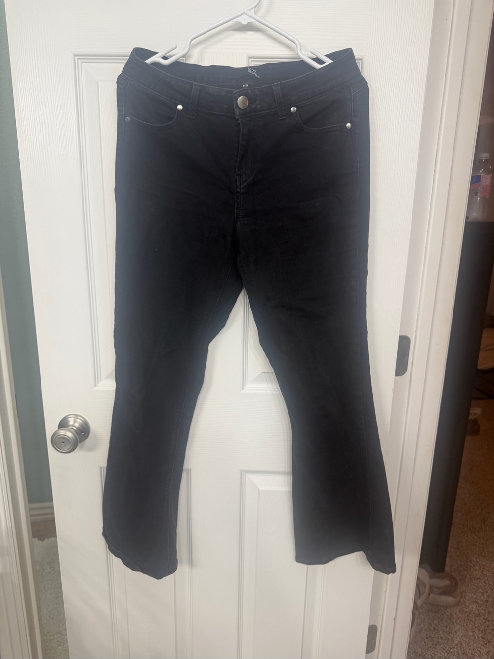 1822 Denim Black Wide Leg Stretch Jeans